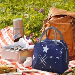 Navy Star Pattern Lunch Bag